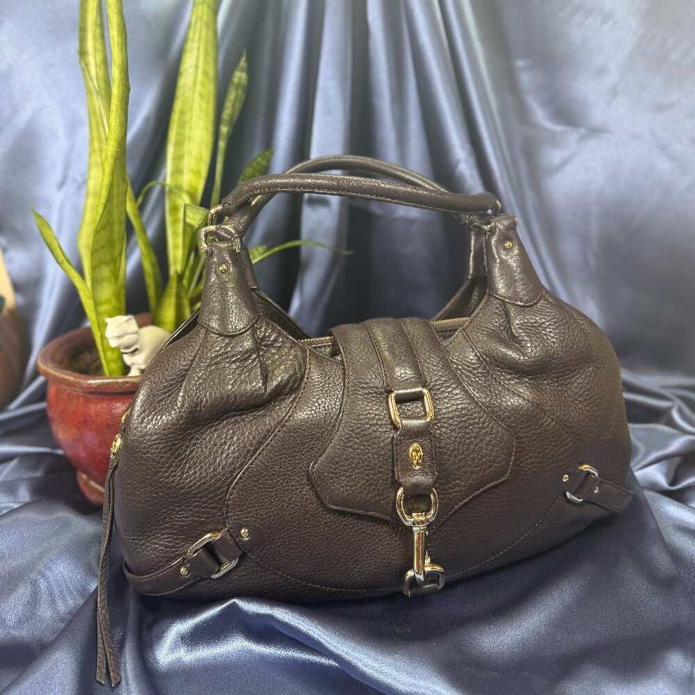 Cole Haan Village Chocolate Pebbled Leather Satchel (Style No. F06)